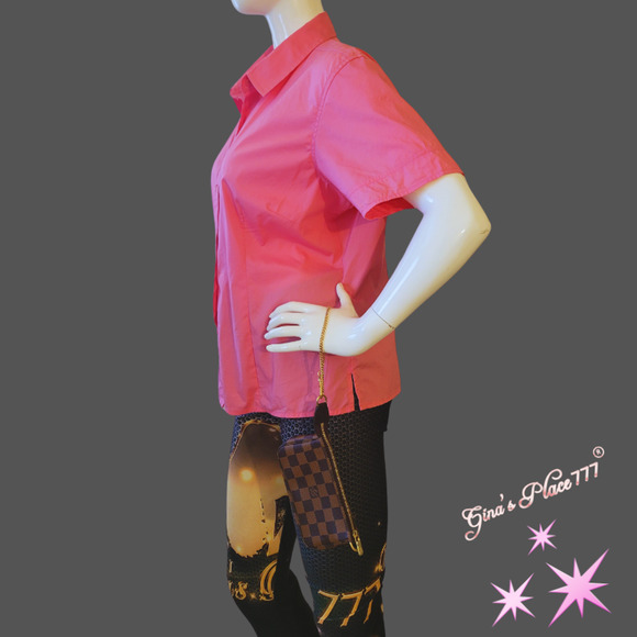 Womens Chadwick's Pretty In Pink Short Sleeve Button Up Blouse 16 - Picture 6 of 11